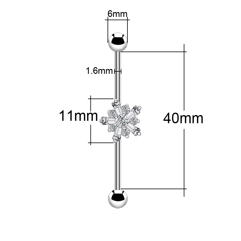1Pair Romantic Cartilage Earrings Industrial Piercing Bar Tragus Titanium Steel AAA Zircon High Quality Body Jewelry For Women2
