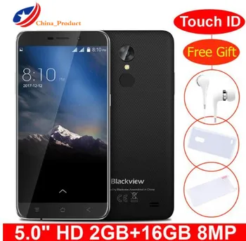 

Original Blackview A10 Smartphone Android 7.0 MTK6580A Quad Core 2GB RAM 16GB ROM 5.0" With Fingerprint GPS 3G WCDMA Cell Phones