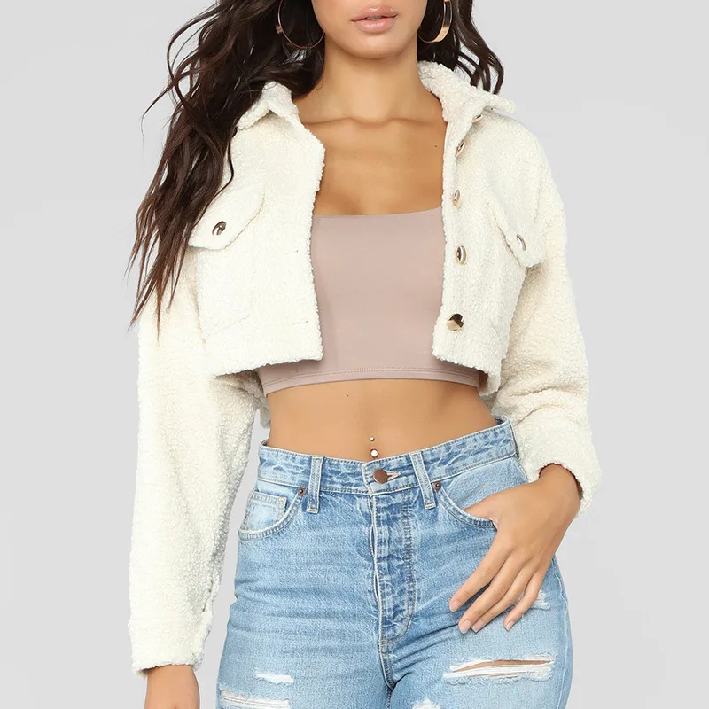 Streetwear Button Pockets Woolen Jacket Women 2019 Autumn Winter Solid Long Sleeve Short Jackets Fashion Slim Winter Coats
Streetwear Button Pockets Woolen Jacket Women 2019 Autumn Winter Solid Long Sleeve Short Jackets Fashion Slim Winter Coats