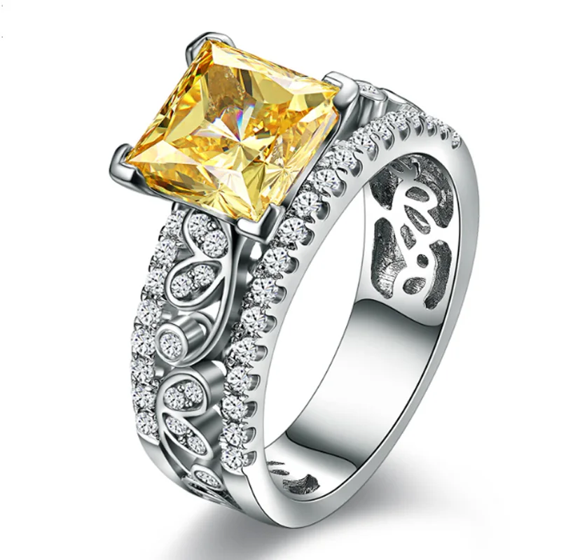 YaYI Jewelry Princess Cut 4.9 CT Yellow Zircon Silver Color Engagement Rings wedding Heart Rings Girls Party ring Gifts 453
YaYI Jewelry Princess Cut 4.9 CT Yellow Zircon Silver Color Engagement Rings wedding Heart Rings Girls Party ring Gifts 453