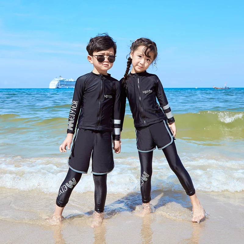 MEIYIER Korean fashion black rashguard baby girls boys long sleeve rash guard swimsuit for kids surf clothes shirt+short+pant
MEIYIER Korean fashion black rashguard baby girls boys long sleeve rash guard swimsuit for kids surf clothes shirt+short+pant