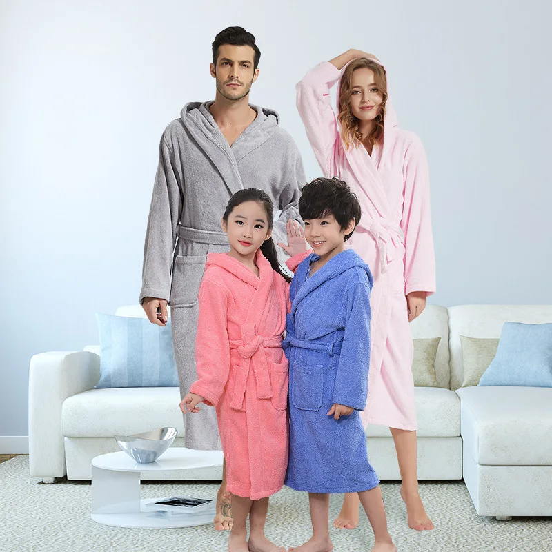 Cotton hotel hooded bathrobes autumn and winter thick towel material nightgown long hooded absorbent bathrobe
Cotton hotel hooded bathrobes autumn and winter thick towel material nightgown long hooded absorbent bathrobe