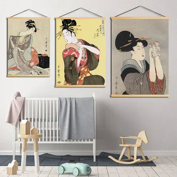 Print Painting Solid Wood Hanging Scrolls Japanese Kimono Woman Canvas Wall Art Modern Bedroom Poster Nordic Style Home Decor
Print Painting Solid Wood Hanging Scrolls Japanese Kimono Woman Canvas Wall Art Modern Bedroom Poster Nordic Style Home Decor