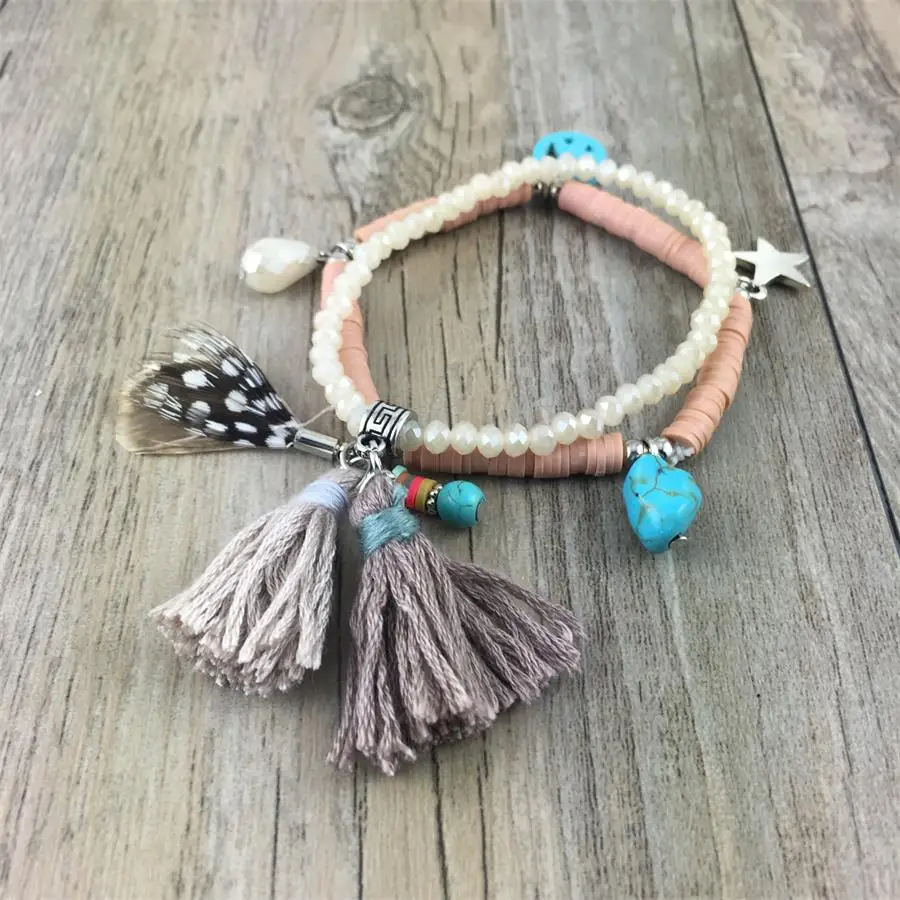 Bohemia Style Beach Sea Shell Bracelets Polymer Clay CCB Elastic Bead Tassel Bangles
Bohemia Style Beach Sea Shell Bracelets Polymer Clay CCB Elastic Bead Tassel Bangles