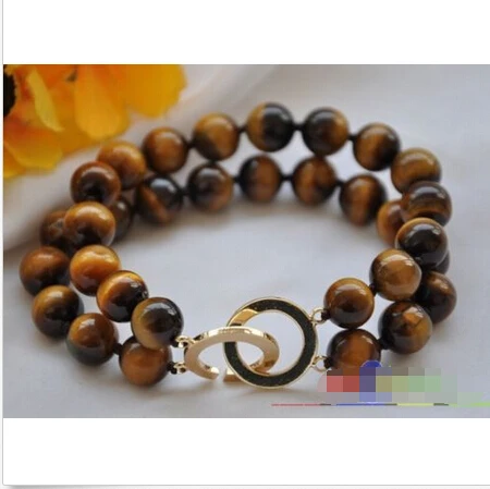 S1310 2row 8" 10mm round yellow tiger's-eye bead bracelet e SHIPPING 5.26 | Украшения и аксессуары