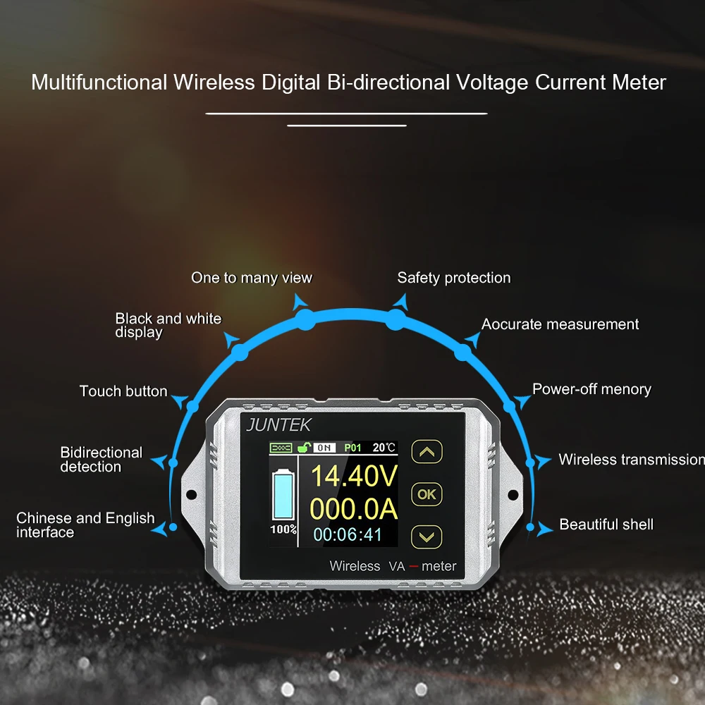 VAT-1200 DC 0.01-100V 0.01-200A Wireless Bi-directional Voltage Current Power Meter Ammeter Voltmeter Capacity Coulomb Counter
VAT-1200 DC 0.01-100V 0.01-200A Wireless Bi-directional Voltage Current Power Meter Ammeter Voltmeter Capacity Coulomb Counter
