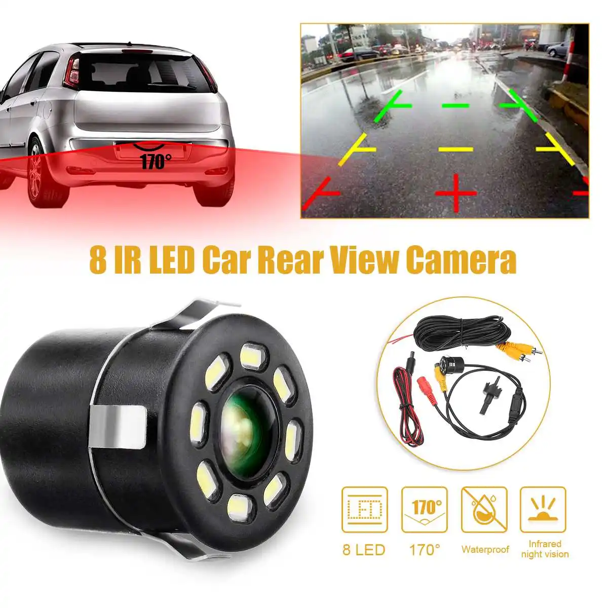 170 Degree 12V 8 LED Car Auto Rear View Backup Camera HD Parking Reverse Cam IR Night Vision Waterproof Vehicle Parking Camera
170 Degree 12V 8 LED Car Auto Rear View Backup Camera HD Parking Reverse Cam IR Night Vision Waterproof Vehicle Parking Camera