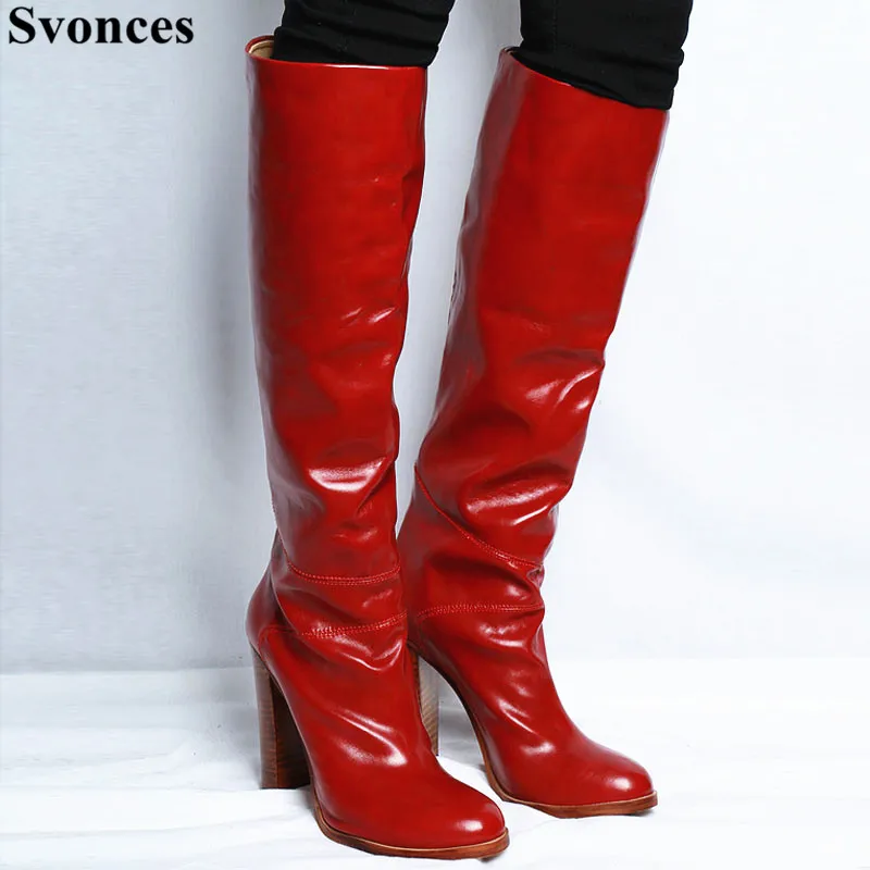 Botas Mujer Invierno Genuine Leather Knee-high Boots Western Red Boots Classic Chunky High Heel Women Riding Boots Round Toe
Botas Mujer Invierno Genuine Leather Knee-high Boots Western Red Boots Classic Chunky High Heel Women Riding Boots Round Toe
