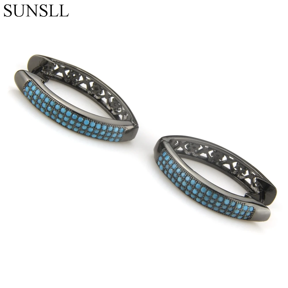 SUNSLL Black Color Copper Pins Earrings Blue Stone Hoop Earrings Women's Fashion Party Jewelry Cobre Nano Brincos
SUNSLL Black Color Copper Pins Earrings Blue Stone Hoop Earrings Women's Fashion Party Jewelry Cobre Nano Brincos