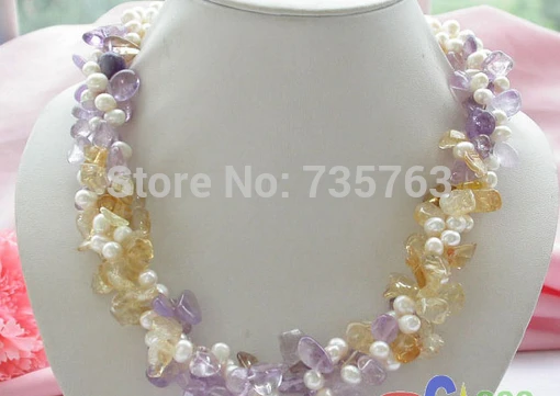 xiuli 0014612 3row 22" baroque Amethyst Citrine white freshwater pearl NECKLACE (C0309)
xiuli 0014612 3row 22" baroque Amethyst Citrine white freshwater pearl NECKLACE (C0309)