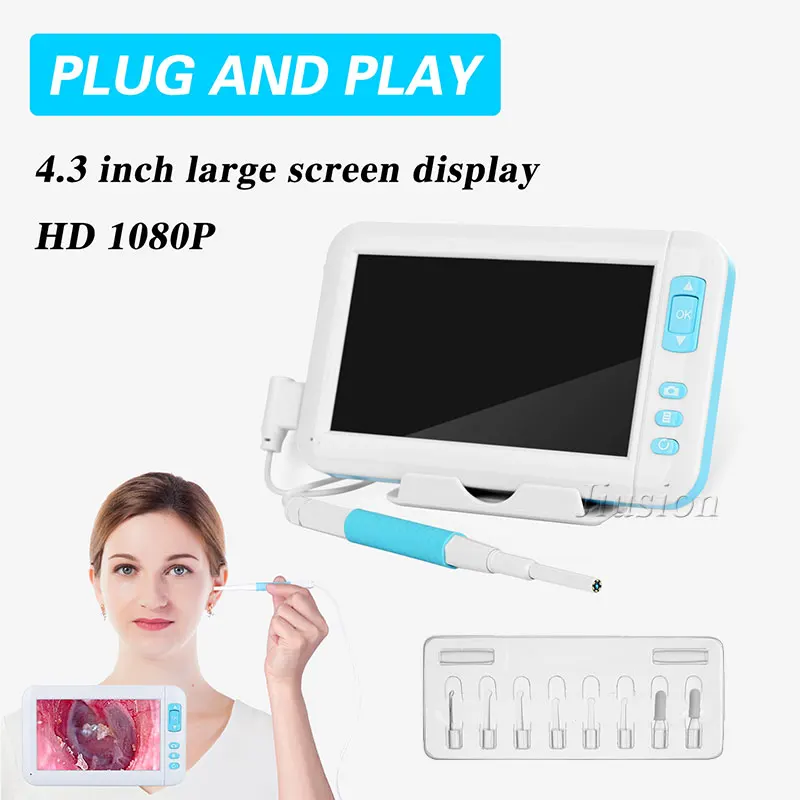 Mini Otoscope Endoscope Camera 1080P FHD 4.3 inch Display Screen 3.9MM/5.5MM Inspection Flexible Micro Cam Ear Spoon Borescope
Mini Otoscope Endoscope Camera 1080P FHD 4.3 inch Display Screen 3.9MM/5.5MM Inspection Flexible Micro Cam Ear Spoon Borescope