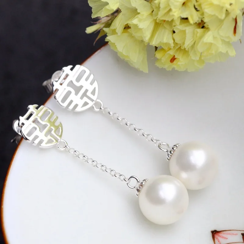 925 sterling silver beaded earrings fashion long tassel double happiness silver earrings factory direct free shipping
925 sterling silver beaded earrings fashion long tassel double happiness silver earrings factory direct free shipping