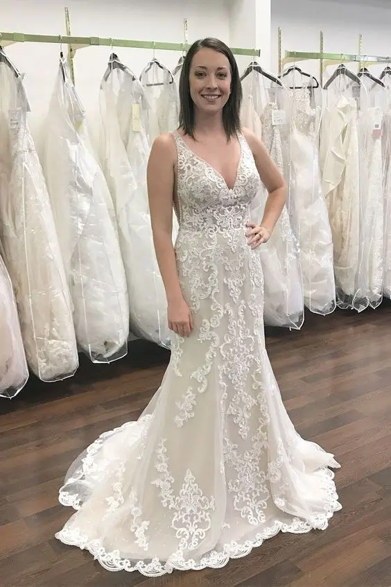 Summer Lace Mermaid Straps V Neck Elegant Wedding Dress Robe De Mariee Sofuge Boho Dubai Arabic Abiti Da Sposa Long Dresses
Summer Lace Mermaid Straps V Neck Elegant Wedding Dress Robe De Mariee Sofuge Boho Dubai Arabic Abiti Da Sposa Long Dresses