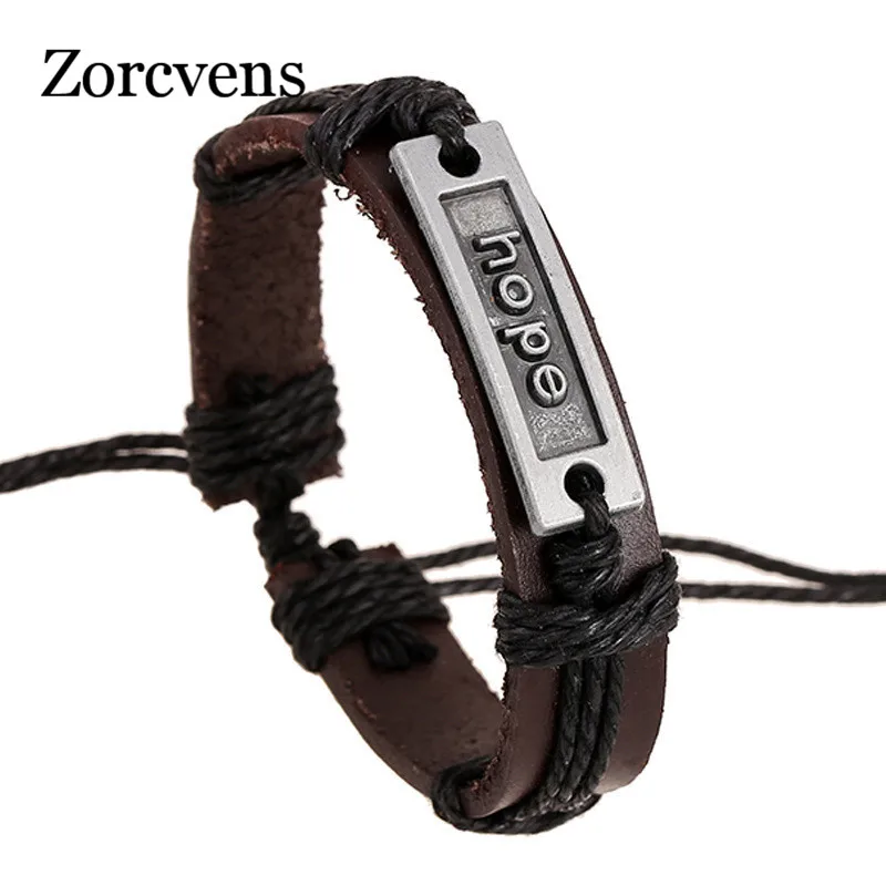 ZORCVENS Lettter Hope Charm Black Rope Leather Bracelets for Male Cuff Adjustable Women Bracelet Men
ZORCVENS Lettter Hope Charm Black Rope Leather Bracelets for Male Cuff Adjustable Women Bracelet Men