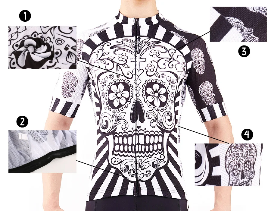 White Skull Sublimation Printing Cycling Jersey Best 2019 Pro Polyester Bike Wear Summer Men Quick Dry Cycling Top Bicycle Shirt 11