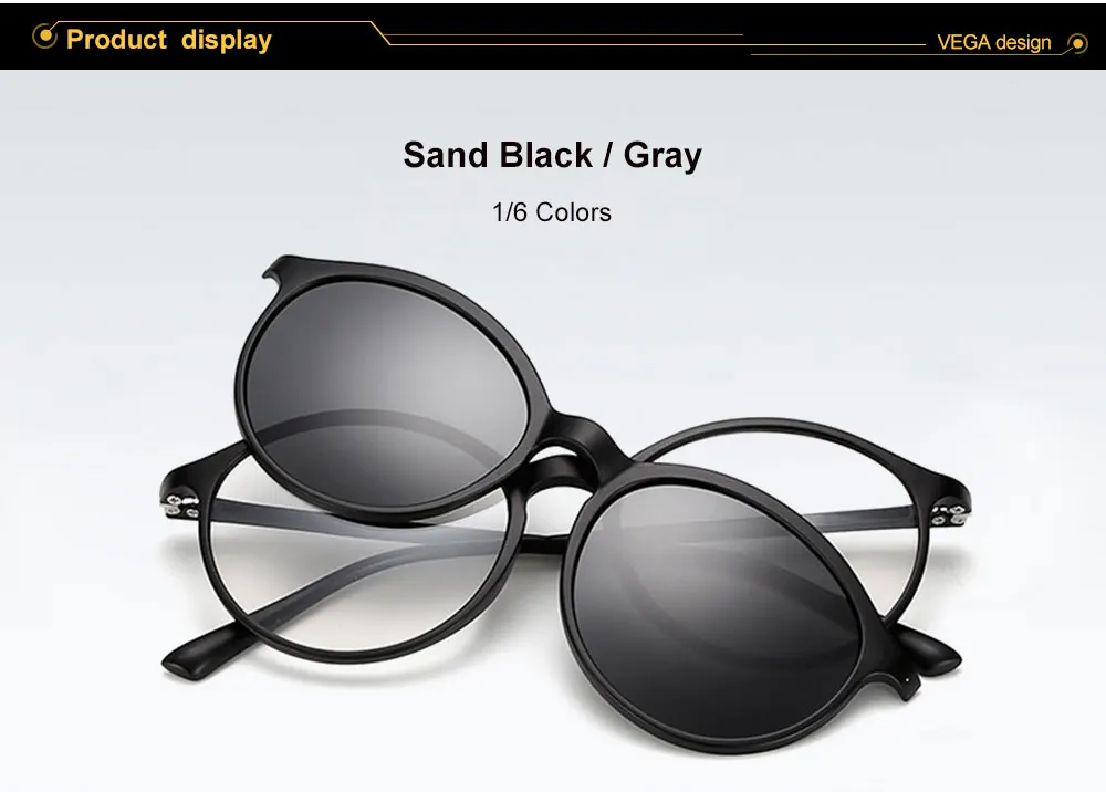 VEGA Polarized Magnetic Clip On Sunglasses Fit Over Sunglasses Prescription glasses 2 In 1 Magnetic Glasses Men Women VG213  (6)