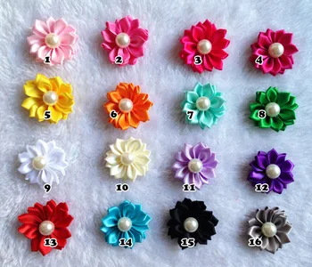 

40pcs/lot pet dog hair bows Clip petal flowers hairpin with pearls pet dog grooming bows dog hair accessories product