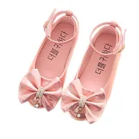 Gold pink silver Childrens shoes Girl Shiny bows Rhinestone Princess shoes dancing shoes Spring Dance Wedding Party Shoes image