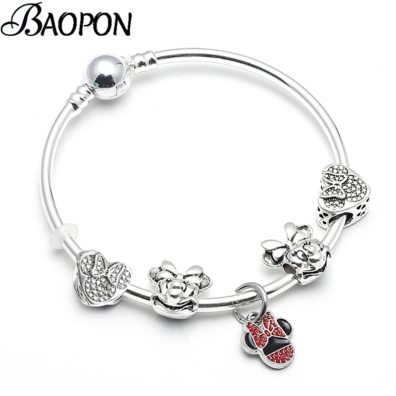 BAOPON Authentic Silver Plated Charm Bracelets & Bangle Fashion Original Minnie Brand Bracelet For Women DIY Jewelry
BAOPON Authentic Silver Plated Charm Bracelets & Bangle Fashion Original Minnie Brand Bracelet For Women DIY Jewelry