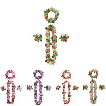 Hawaii 4pcs set Hawaiian Flower Headpiece Leis Necklace Bracelets Headband Set for Luau Party Decoration Supplies
Hawaii 4pcs set Hawaiian Flower Headpiece Leis Necklace Bracelets Headband Set for Luau Party Decoration Supplies