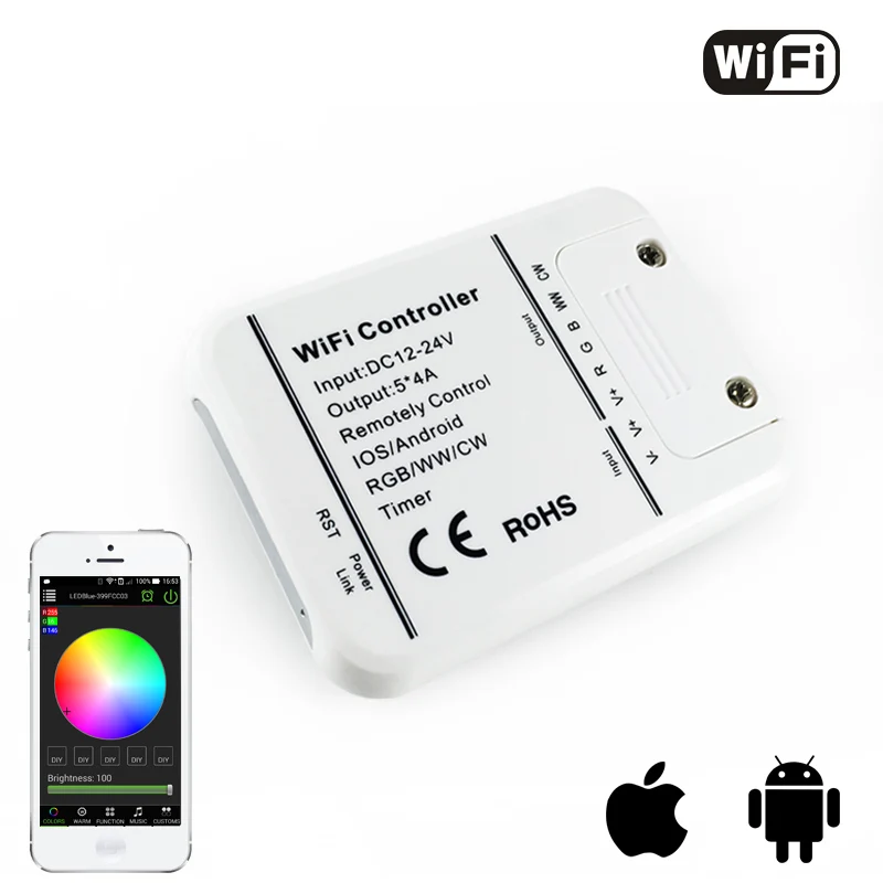 Original 16Million colors Wifi 5channels RGB/WW/CW led controller smartphone control music and timer mode wifi led controller
Original 16Million colors Wifi 5channels RGB/WW/CW led controller smartphone control music and timer mode wifi led controller