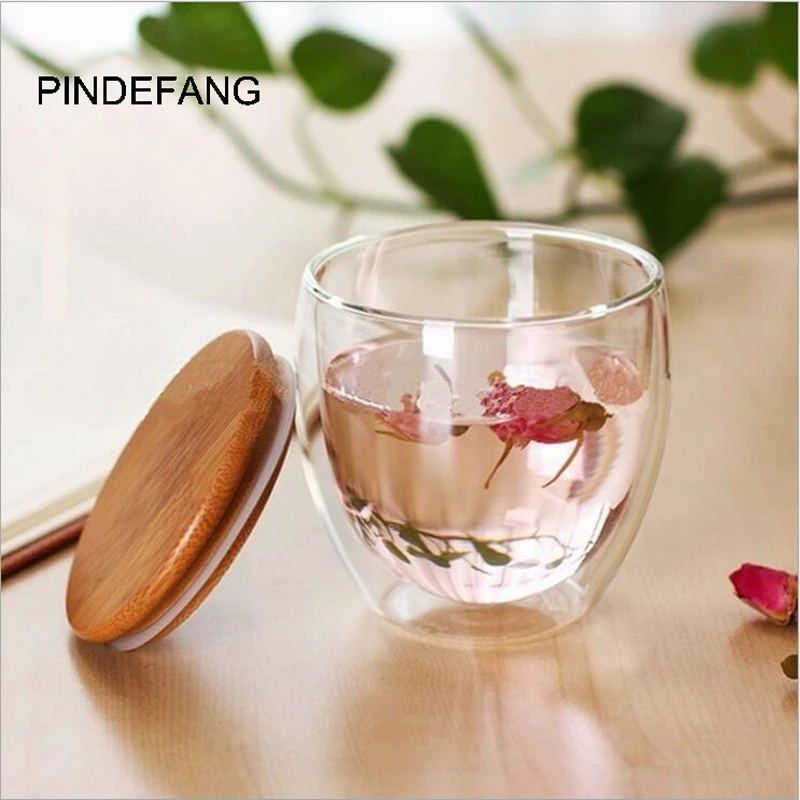 PINDEFANG 1pc 260ml Heat Insulated Double Glass Coffee Cup With Bamboo Lid Daily Drinkware Juice Mug Personal Water Tea Cup 
PINDEFANG 1pc 260ml Heat Insulated Double Glass Coffee Cup With Bamboo Lid Daily Drinkware Juice Mug Personal Water Tea Cup