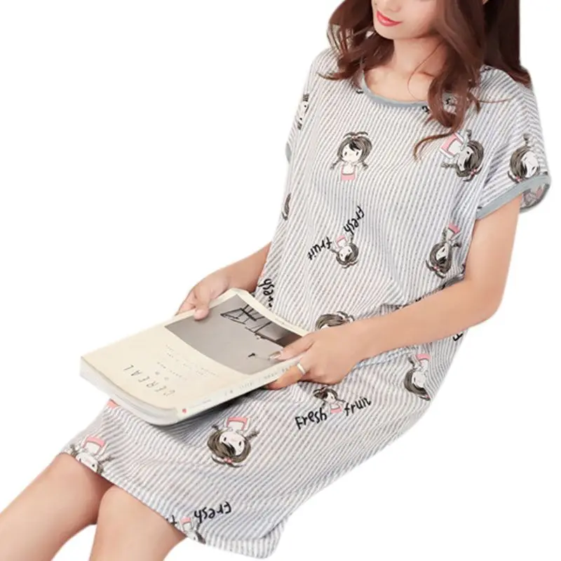 Women Summer Cartoon Rabbit Ice Cream Vertical Stripes Printed Milk Fiber Nightdress Oversized Loose Pullover Sleepwear
Women Summer Cartoon Rabbit Ice Cream Vertical Stripes Printed Milk Fiber Nightdress Oversized Loose Pullover Sleepwear