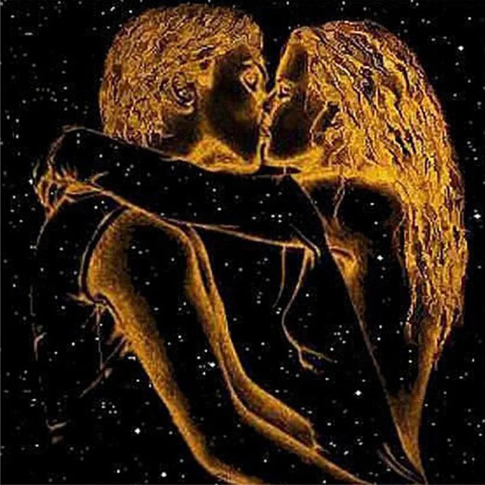 5d diy diamond painting cross stitch embroidery Lover Kiss in Night pattern Full Drill mosaic Needlework gifts | Дом и сад