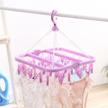 32 Clips Folding Clothes Hanger Dryer Windproof Socks Underwear Drying Rack Children
32 Clips Folding Clothes Hanger Dryer Windproof Socks Underwear Drying Rack Children