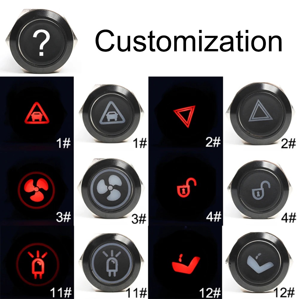 19mm Momenary/Latching Alumina metal Led logo light latching fixed button switch customizable car speaker horn buttonswitch
19mm Momenary/Latching Alumina metal Led logo light latching fixed button switch customizable car speaker horn buttonswitch