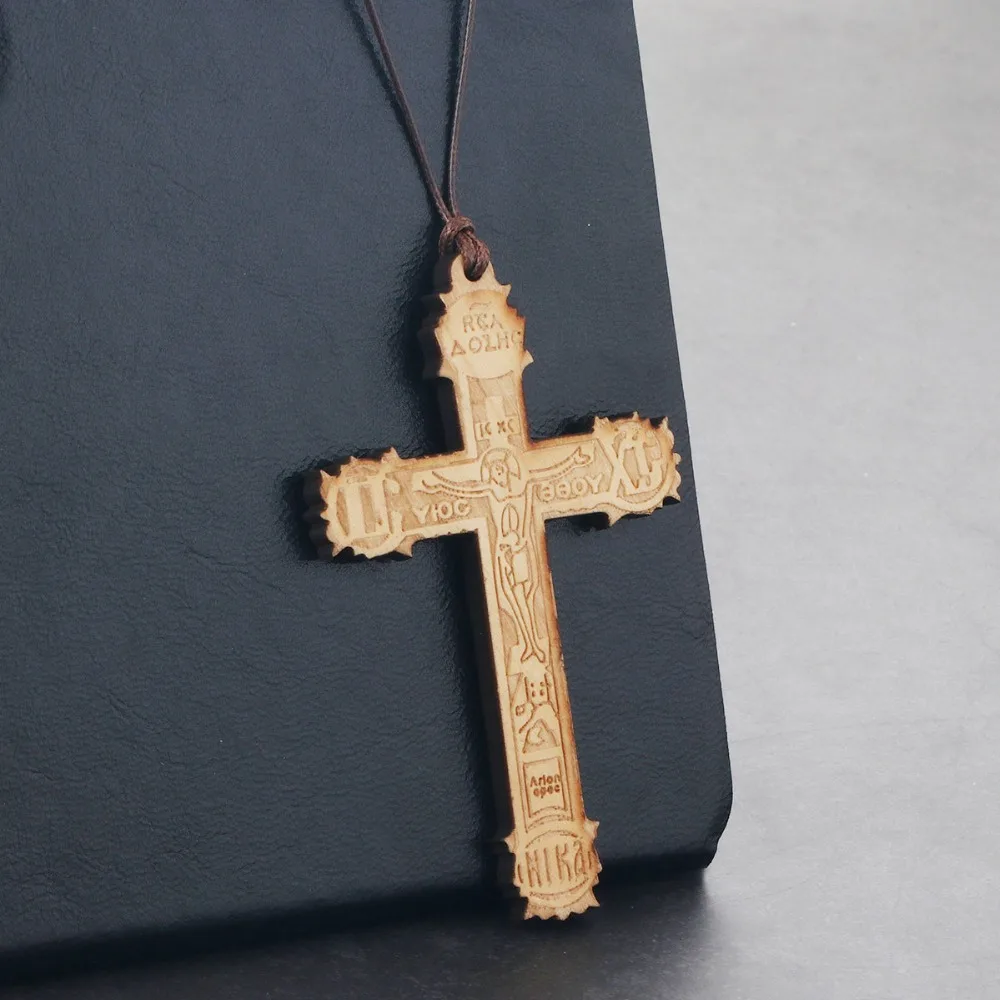 Large Wooden Religious Orthodox Cross Pendant Necklace Women Men Handmade Rope Chains Necklace Jewelry Father Gifts bijoux NC167
Large Wooden Religious Orthodox Cross Pendant Necklace Women Men Handmade Rope Chains Necklace Jewelry Father Gifts bijoux NC167