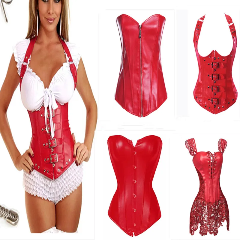 Red PU Leather Corset Bustier Dress Set Overbust Plus Size 6XL Sexy Lingerie Women Corselet Club Gorset Tops Skirt Thong
Red PU Leather Corset Bustier Dress Set Overbust Plus Size 6XL Sexy Lingerie Women Corselet Club Gorset Tops Skirt Thong