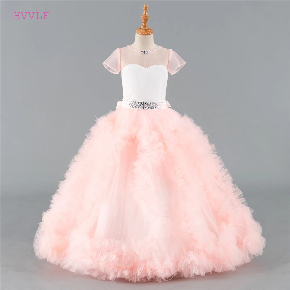 Pink 2019 Flower Girl Dresses For Weddings Ball Gown Cap Sleeves Tulle Crystals Ruffles First Communion Dresses For Little Girls
Pink 2019 Flower Girl Dresses For Weddings Ball Gown Cap Sleeves Tulle Crystals Ruffles First Communion Dresses For Little Girls