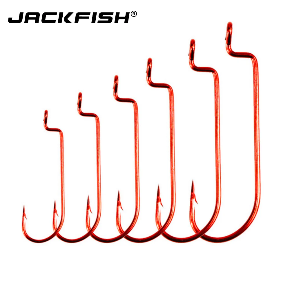 Рыболовный крючок JACKFISH 50 шт./лот красный с отверстием рыболовные крючки из