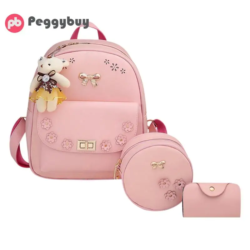 3Pcs/Set Fashion PU Leather Backpack with Bear Women Cute Bowknot Bag Composite Card Clutch Backpack Set Casual Travel Rucksack
3Pcs/Set Fashion PU Leather Backpack with Bear Women Cute Bowknot Bag Composite Card Clutch Backpack Set Casual Travel Rucksack
