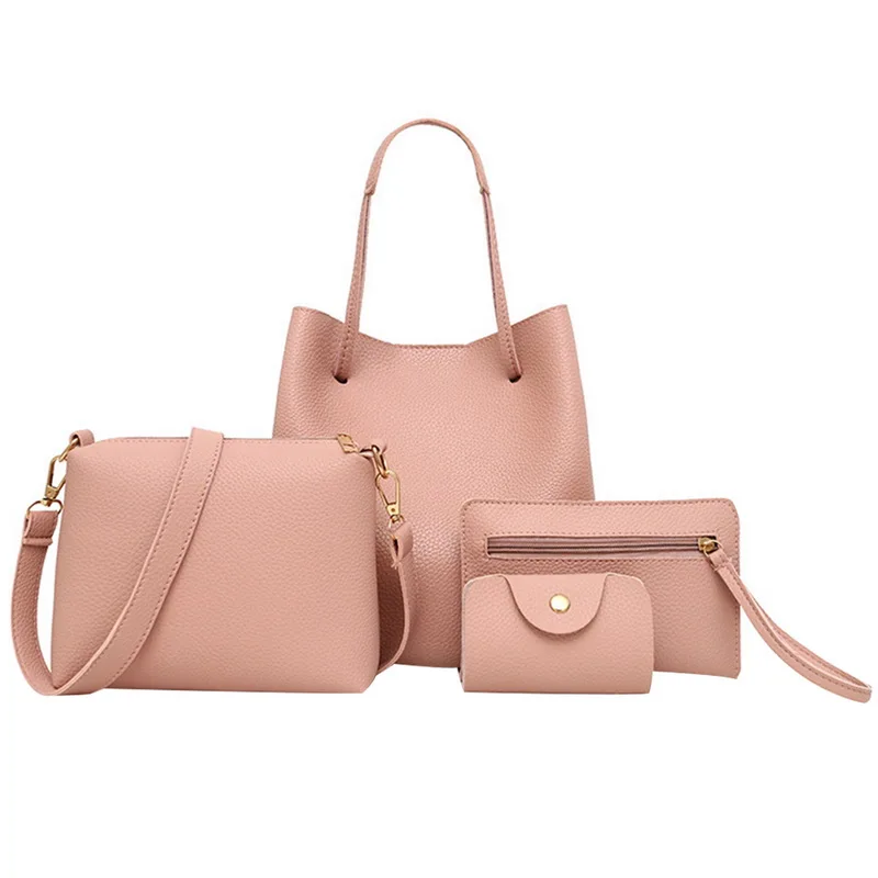 New Solid Color Women's PU Leather Lichee Pattern Bag Set 4 Pieces New Bucket Bag+Shoulder Bag+Handbag Wallet+Card Holder
New Solid Color Women's PU Leather Lichee Pattern Bag Set 4 Pieces New Bucket Bag+Shoulder Bag+Handbag Wallet+Card Holder