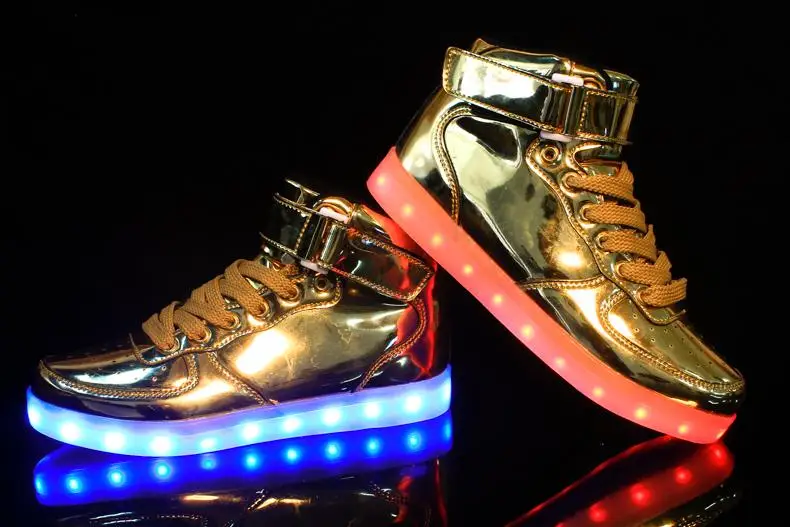 golden shoes that light up