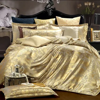 Golden Bule Color Jacquard Bedclothes 4Pcs Double Queen King szie Stain bedding set Cotton Bedsheet set Pillowcases
Golden Bule Color Jacquard Bedclothes 4Pcs Double Queen King szie Stain bedding set Cotton Bedsheet set Pillowcases
