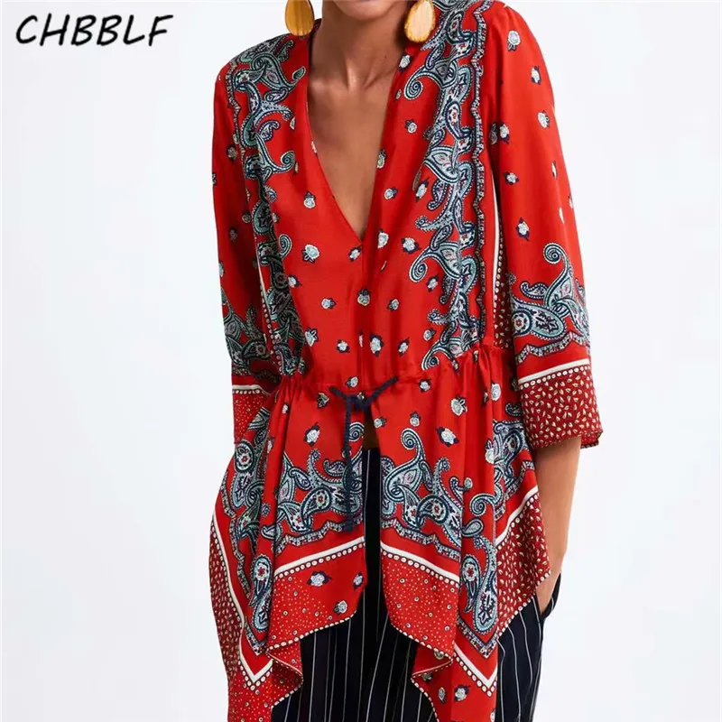CHBBLF women retro print blouse three quarter sleeve v neck elastic waist shirts female casual pleated tops blusas XSZ19017
CHBBLF women retro print blouse three quarter sleeve v neck elastic waist shirts female casual pleated tops blusas XSZ19017