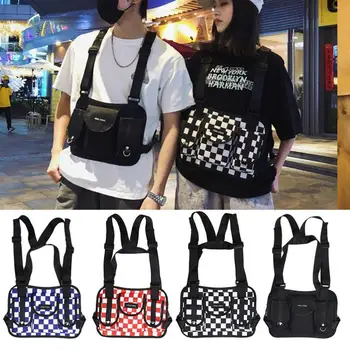 Fashion Black and White Plaid Chest Bag for Men Women Hip Hop Streetwear Men Tactical Chest Rig Vest Wait Packs Bum Bag 2019 New
Fashion Black and White Plaid Chest Bag for Men Women Hip Hop Streetwear Men Tactical Chest Rig Vest Wait Packs Bum Bag 2019 New