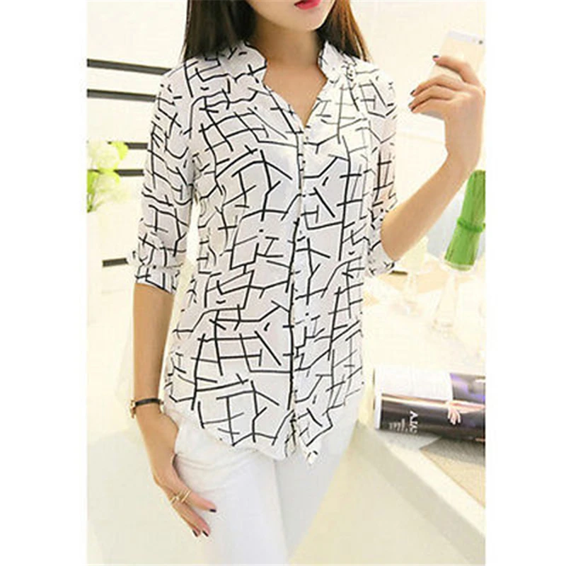 Roupa Feminina Blouses Woman 2019 Fashion Women's Slim Chiffon Tops 3/4 Sleeve Shirt Casual Blouse S M L XL Plaid Pattern
Roupa Feminina Blouses Woman 2019 Fashion Women's Slim Chiffon Tops 3/4 Sleeve Shirt Casual Blouse S M L XL Plaid Pattern