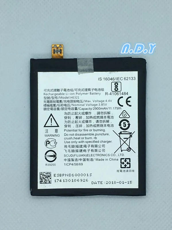 Original HE321 2900mAh Battery For Nokia 5 Dual SIM (TA-1053 DS) N5 Batteries Bateria
Original HE321 2900mAh Battery For Nokia 5 Dual SIM (TA-1053 DS) N5 Batteries Bateria