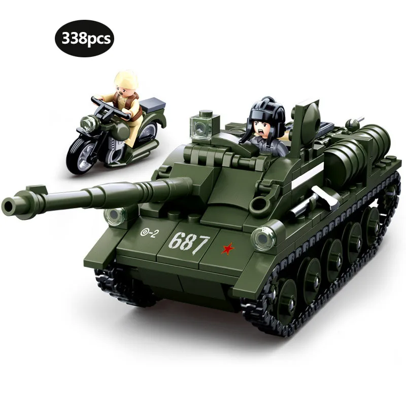 338pcs Military series WW2 Russian SU-85 tank SWAT Police Team Building Blocks army soldier Figures Toys for Children gifts
338pcs Military series WW2 Russian SU-85 tank SWAT Police Team Building Blocks army soldier Figures Toys for Children gifts