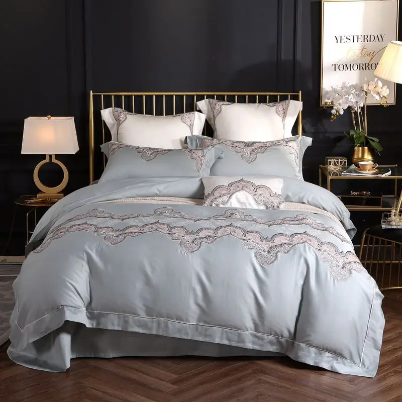 The Modern Style Of Grey Exquisite Embroidery 60s Long-staple Cotton Bedding Set Duvet Cover Bed Linen Bed sheet Pillowcases
The Modern Style Of Grey Exquisite Embroidery 60s Long-staple Cotton Bedding Set Duvet Cover Bed Linen Bed sheet Pillowcases