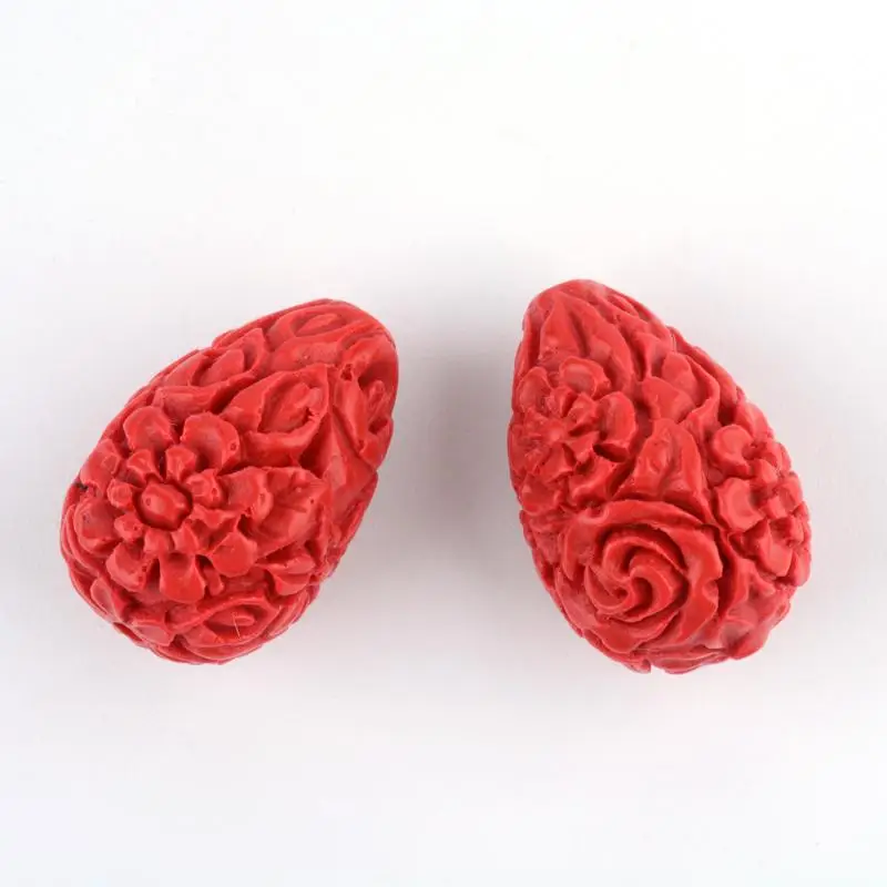 

Carved Flower Cinnabar Beads, Drop, FireBrick, 20.5x13.5x13.5mm, Hole: 2mm