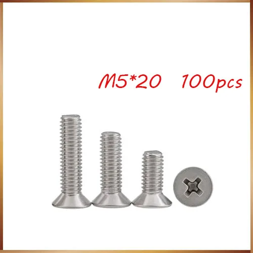 100pcs/Lot M5x20 mm M5*20 mm 304 Stainless Steel flat head cross Countersunk head screw
100pcs/Lot M5x20 mm M5*20 mm 304 Stainless Steel flat head cross Countersunk head screw
