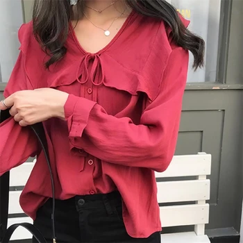Women Ruffled V-neck Blouse Summer Casual Lace Up Shirt Top Elegant Long Sleeve Blouse
Women Ruffled V-neck Blouse Summer Casual Lace Up Shirt Top Elegant Long Sleeve Blouse