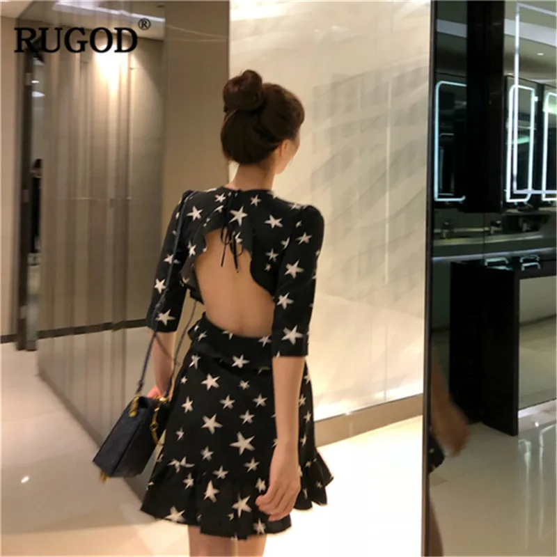 RUGOD 2019 Mini backless women dress star short sleeves elegant a line sweet korean style summer dress fashion sukienki kimono
RUGOD 2019 Mini backless women dress star short sleeves elegant a line sweet korean style summer dress fashion sukienki kimono