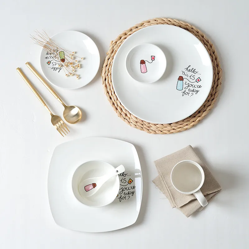 4PCS Dessert Plate Ceramic Dish Feeding Bottle Ceramic Tableware Set Cartoon Plate Serving Dish Assiettes
4PCS Dessert Plate Ceramic Dish Feeding Bottle Ceramic Tableware Set Cartoon Plate Serving Dish Assiettes
