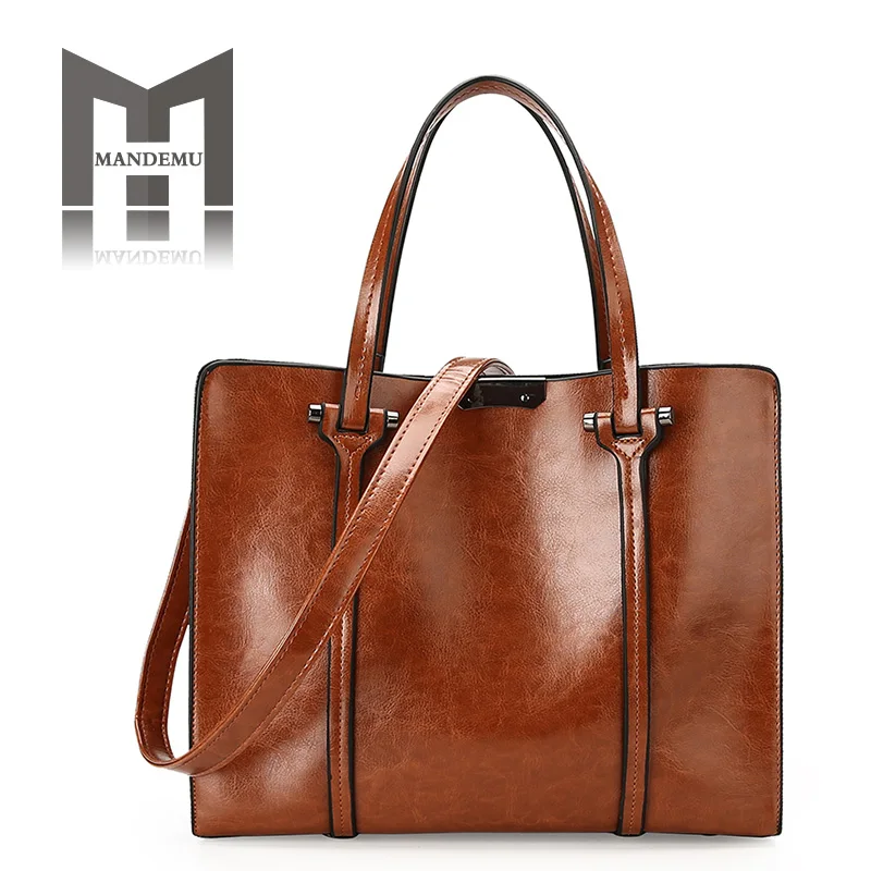 

Women bag Oil wax Women's Leather Handbags Luxury Lady Hand Bags Female messenger bag Big Casual Totes Sac Bols Large Capacity